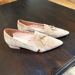 Cole Haan Viola Pointed Toe Suede Loafers in Light Taupe